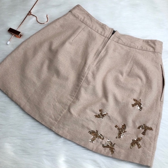 Anthropologie New Leif Notes Bird Sequin Pleated Printed Skirt 6 - Picture 6 of 9